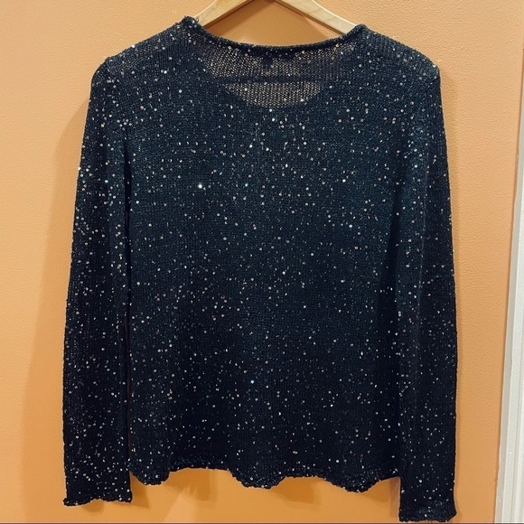 Narciso Rodriguez black sparkle sequin sweater XS long sleeve - Picture 7 of 7